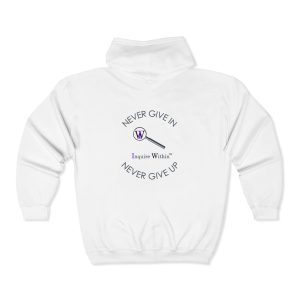 Men's INQUIRE WITHIN "Never Give In" Full Zip Hoodie