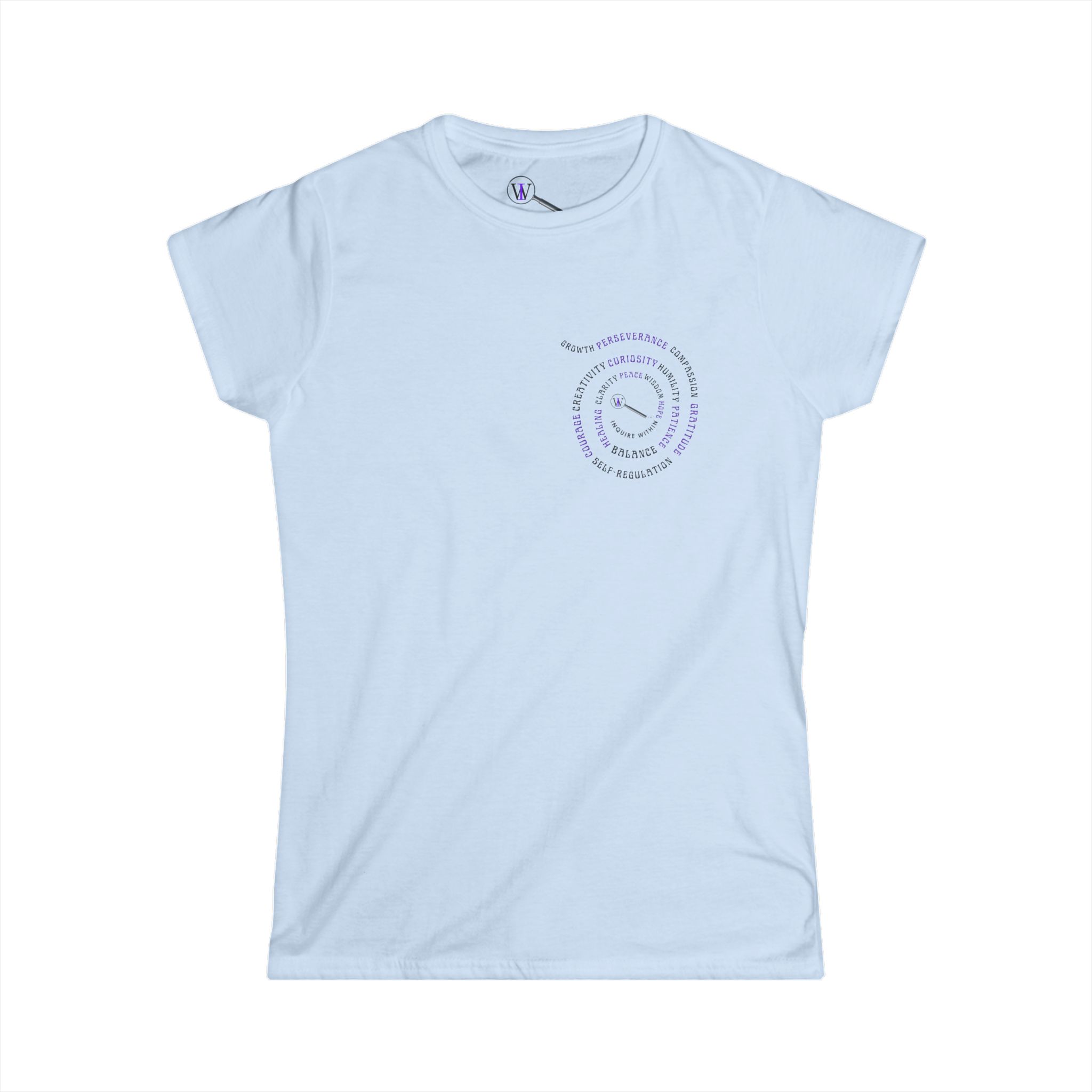Women's Inspirational Soft style Tee INQUIRE WITHIN "SWIRL LOGO" - Image 8