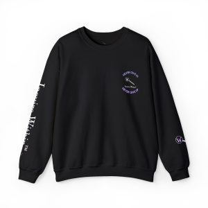 Motivational Crewneck Sweatshirt - 'Never Give In, Never Give Up' Logo - Inquire Within Design