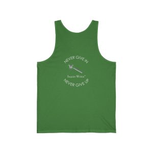 Inspirational Unisex Jersey Tank, Motivational Gym Top, Never Give In, Activewear, Gift for Fitness Lovers, Summer Wear