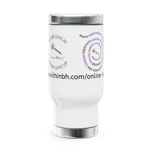 Inquire Within Motivational Stainless Steel Travel Mug — 14oz Insulated Travel Mug with Handle