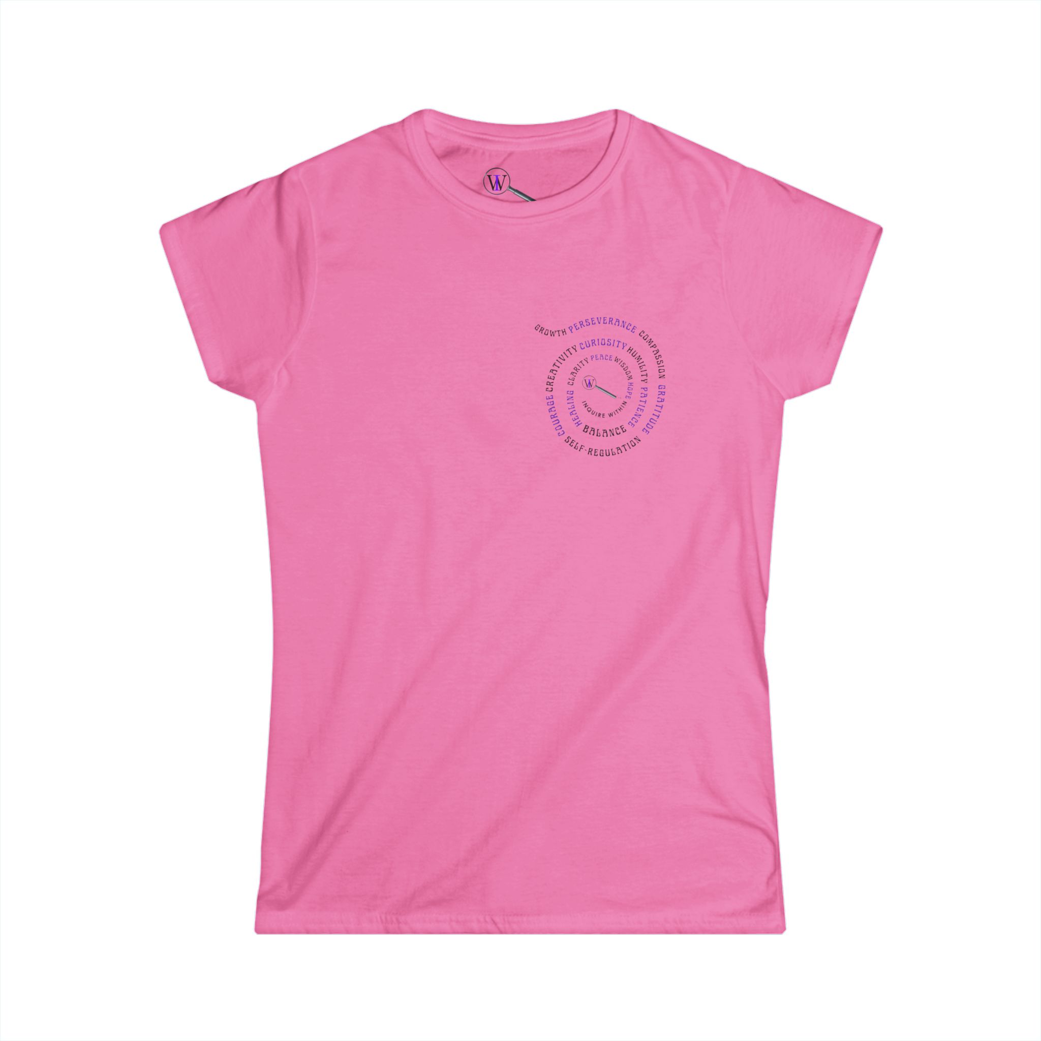 Women's Inspirational Soft style Tee INQUIRE WITHIN "SWIRL LOGO" - Image 4