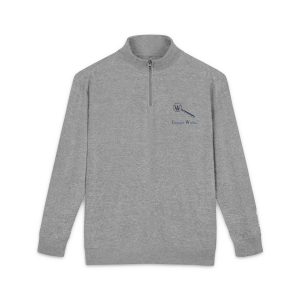 Embroidered Fleece Pullover — 'Never Give Up' Motivational Half-Zip Sweatshirt