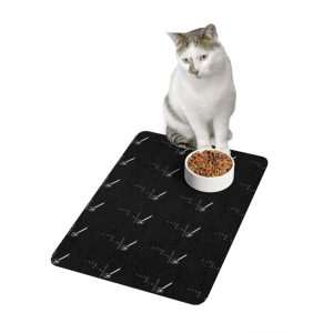 Black TAKE THE TIME Pet Food Mat (12x18) — Non-Slip Food & Water Placemat