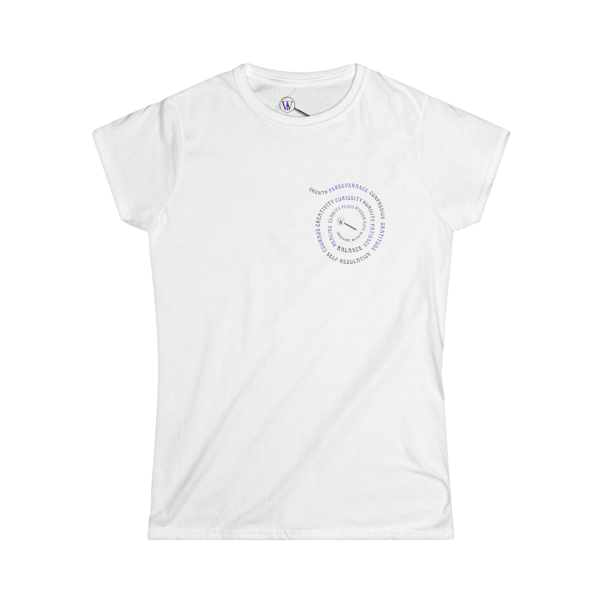 Women's Inspirational Soft style Tee INQUIRE WITHIN "SWIRL LOGO" - Image 10