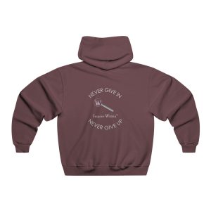 Men's Hooded Sweatshirt - Inspirational INQUIRE WITHIN "NEVER GIVE IN"
