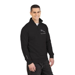 Embroidered Fleece Pullover — 'Never Give Up' Motivational Half-Zip Sweatshirt