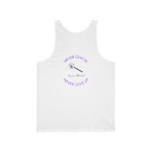 Inspirational Unisex Jersey Tank, Motivational Gym Top, Never Give In, Activewear, Gift for Fitness Lovers, Summer Wear