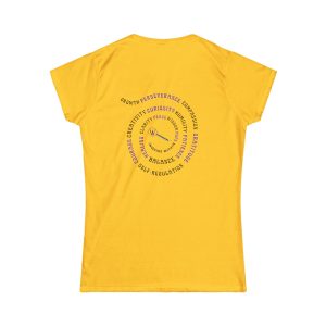Women's  Inspirational Softstyle Tee INQUIRE WITHIN FULL BACK "SWIRL LOGO"