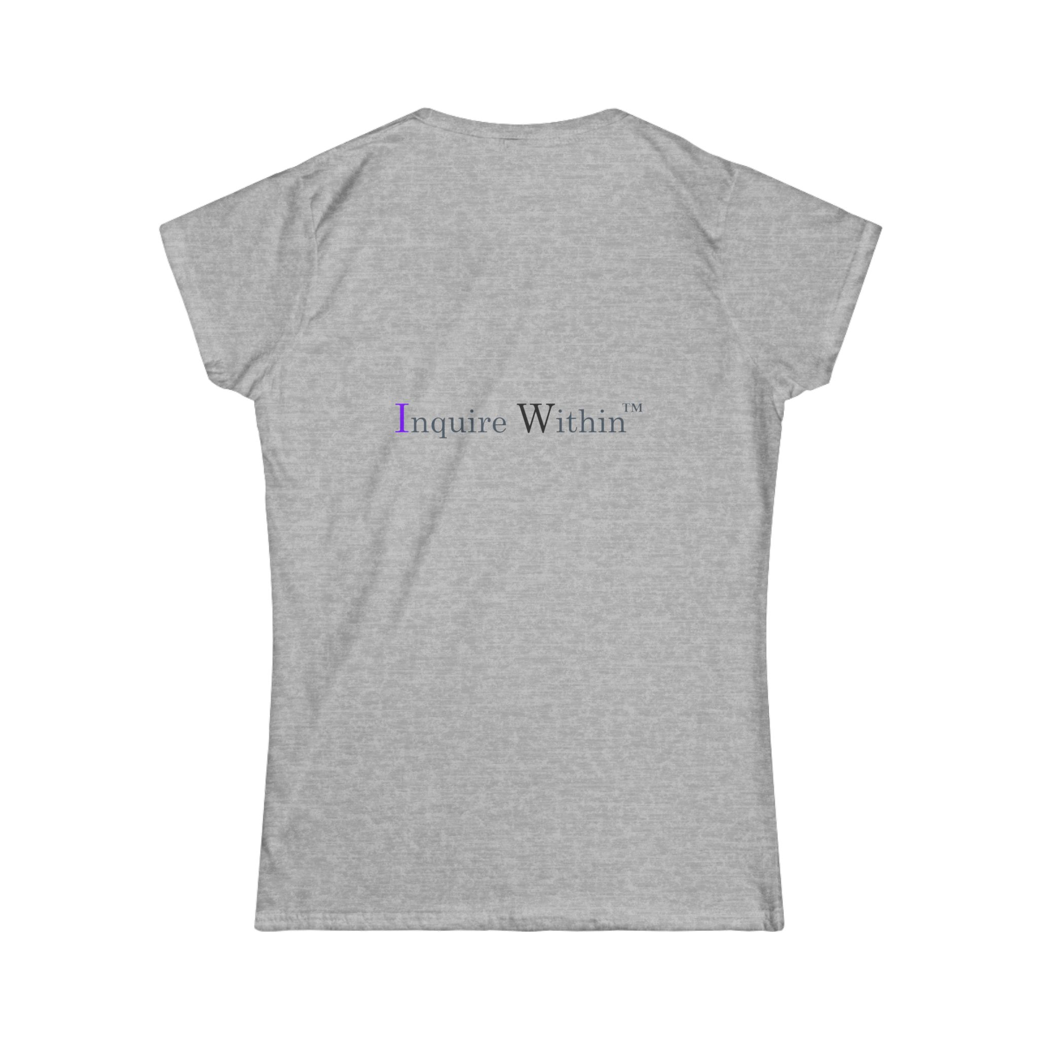 Women's Inspirational Soft style Tee INQUIRE WITHIN "SWIRL LOGO" - Image 2