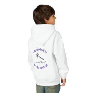 Inspirational Youth Hooded Sweatshirt - "Never Give In, Never Give Up"