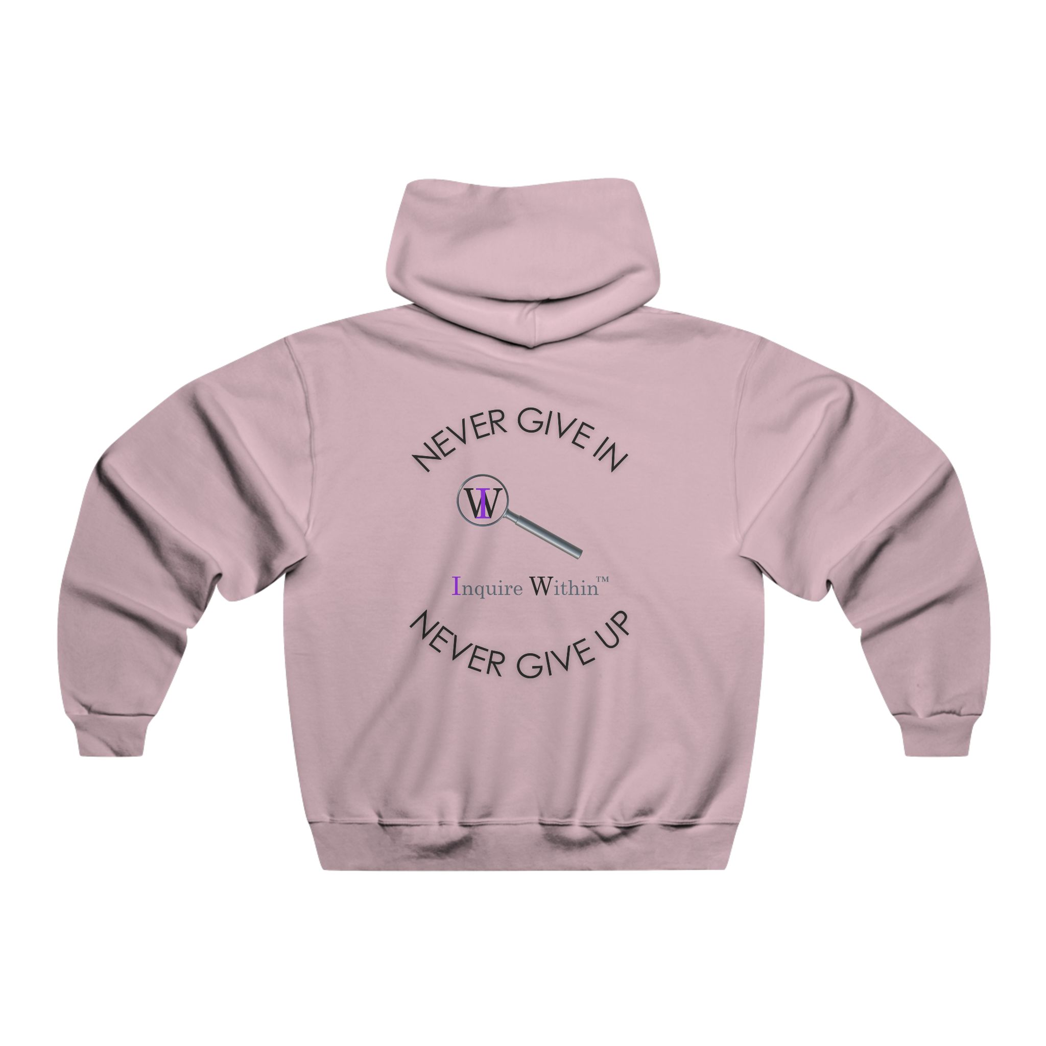 Men's Hooded Sweatshirt-Inspirational INQUIRE WITHIN "NEVER GIVE IN" - Image 4