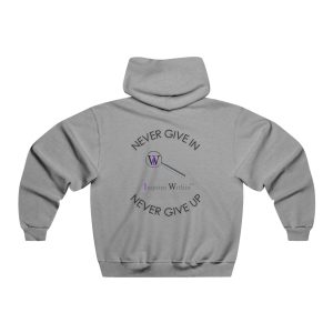 Men's Hooded Sweatshirt-Inspirational INQUIRE WITHIN "NEVER GIVE IN"