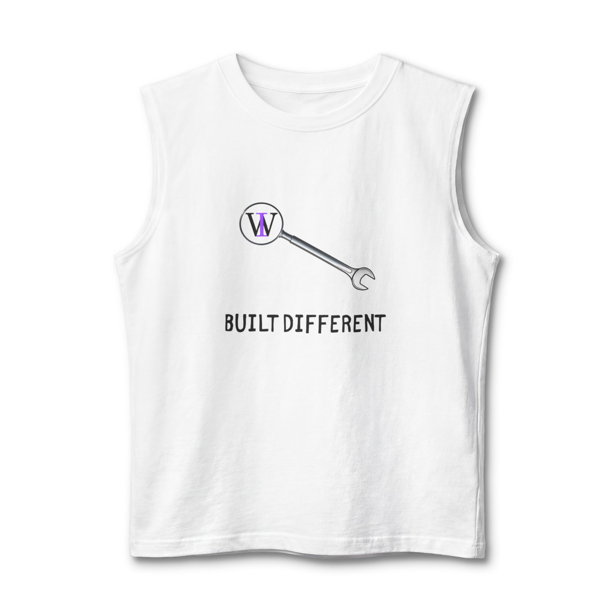 Built Different Muscle Tank — 'Built Different' Wrench Graphic Tank Top
