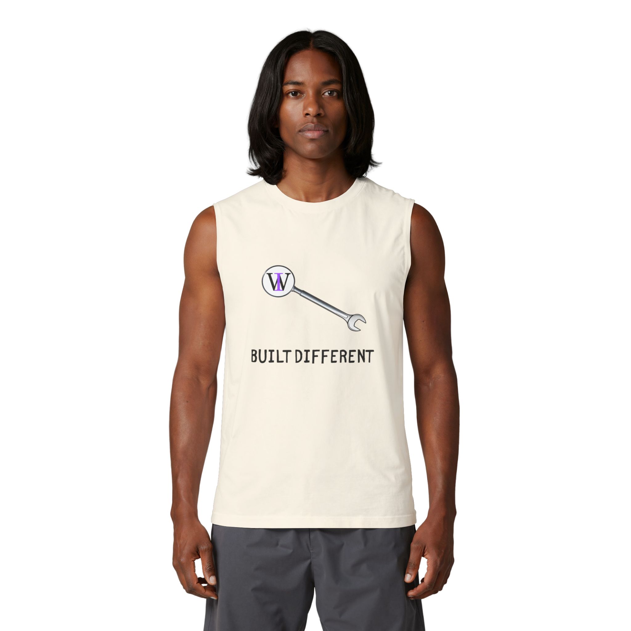 Built Different Muscle Tank — 'Built Different' Wrench Graphic Tank Top - Image 7