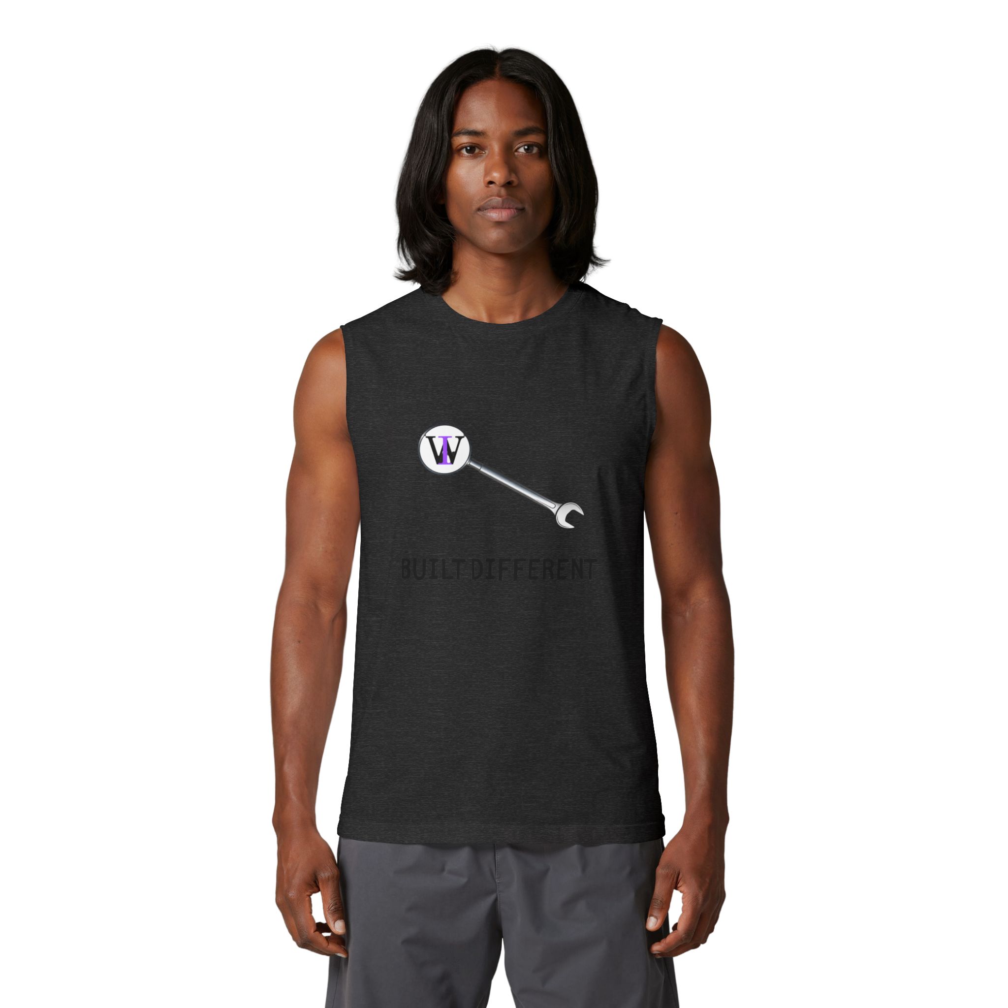 Built Different Muscle Tank — 'Built Different' Wrench Graphic Tank Top - Image 11