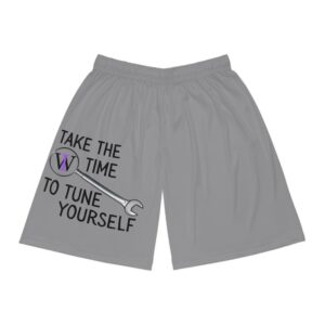 Basketball Shorts — "Take the Time to Tune Yourself" Grey Athletic Shorts