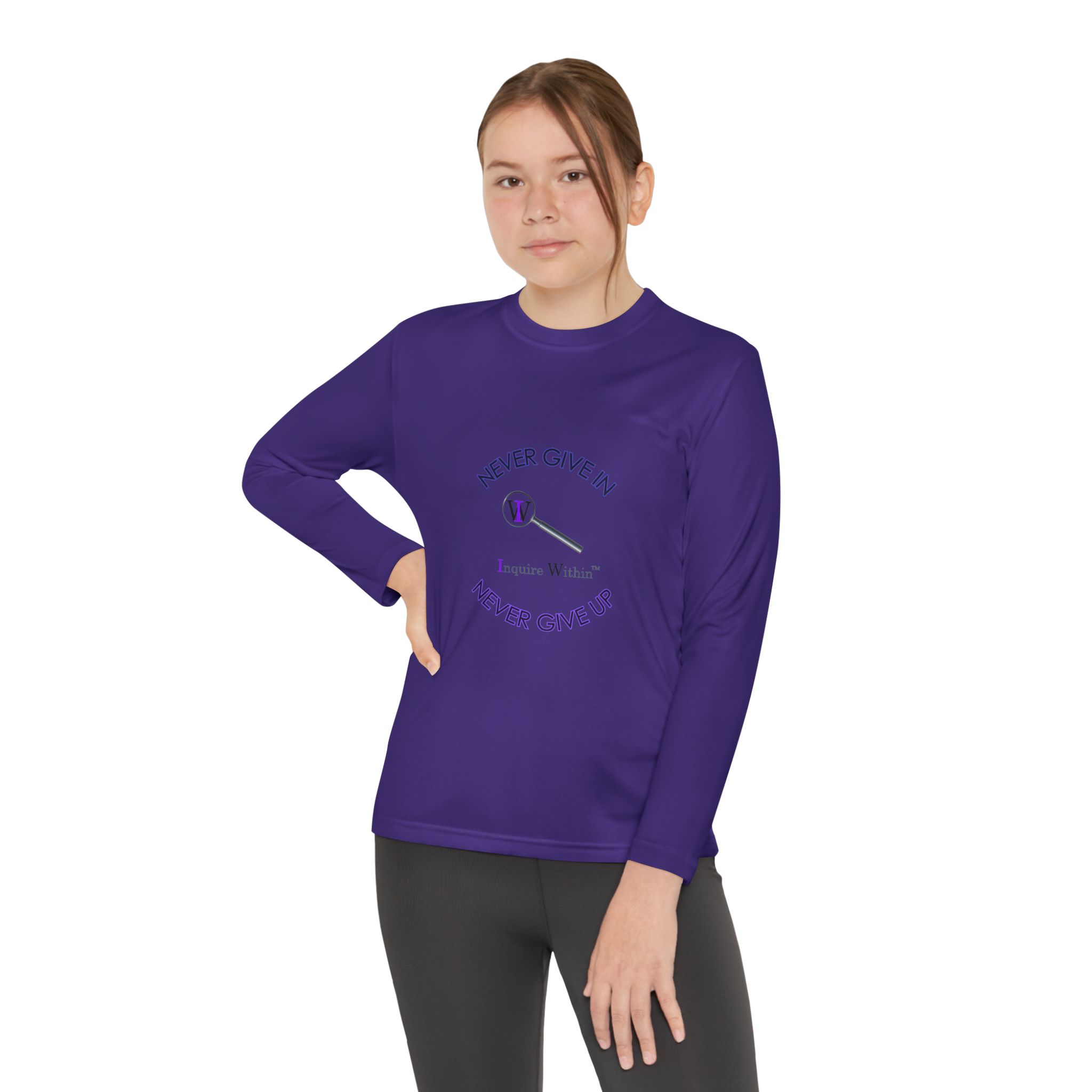 Youth Long Sleeve Tee — 'Never Give In. Never Give Up" - Image 52