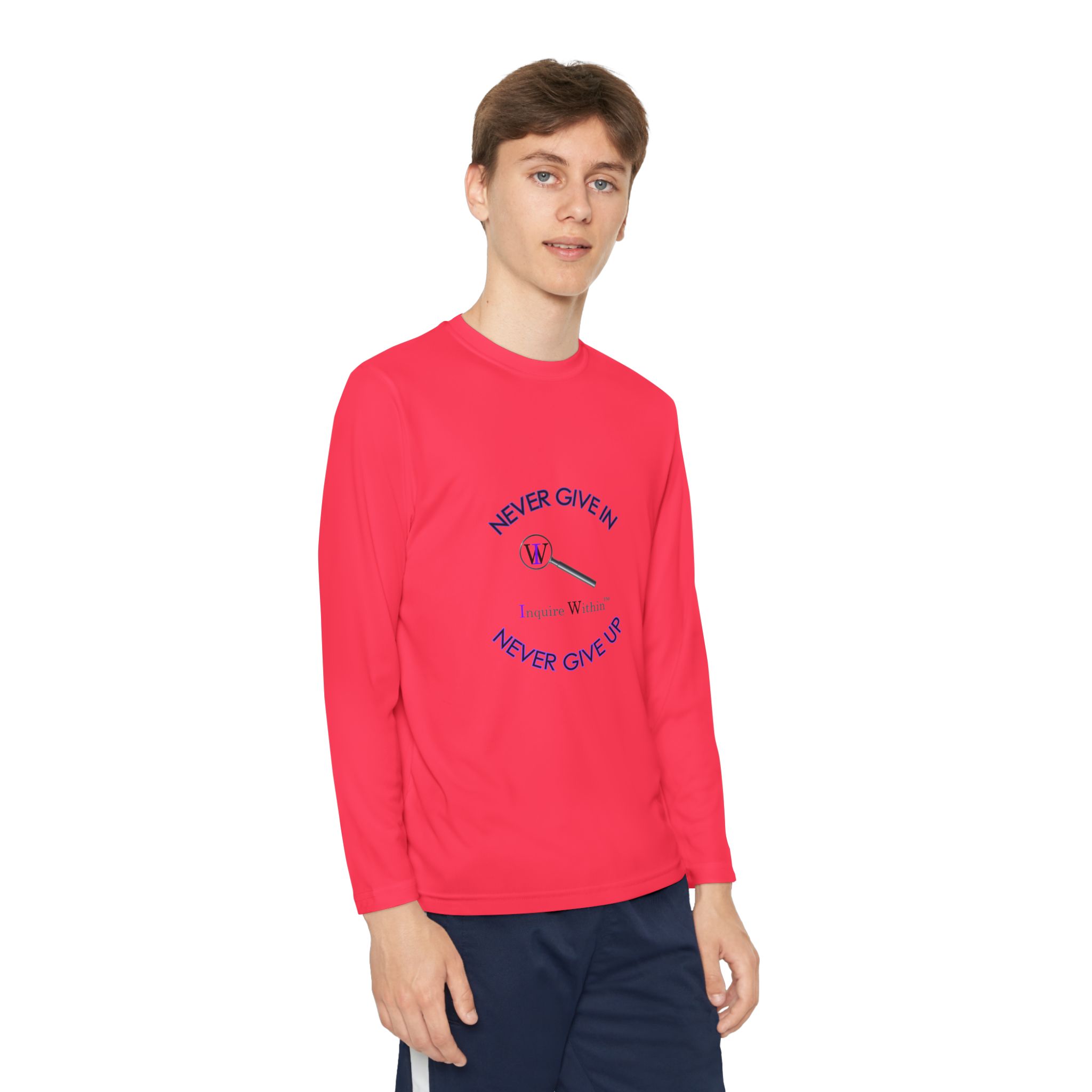 Youth Long Sleeve Tee — 'Never Give In. Never Give Up" - Image 19