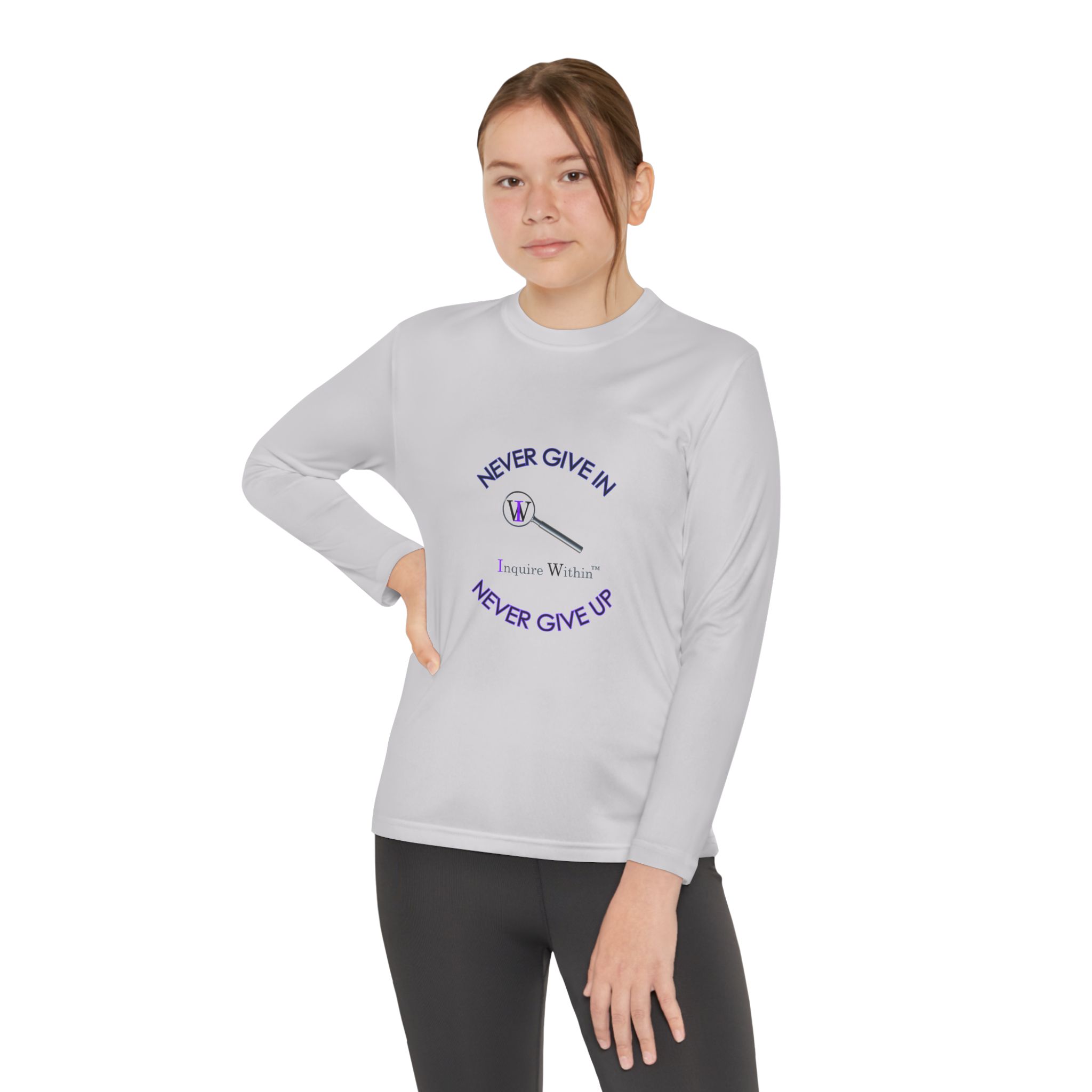 Youth Long Sleeve Tee — 'Never Give In. Never Give Up" - Image 24