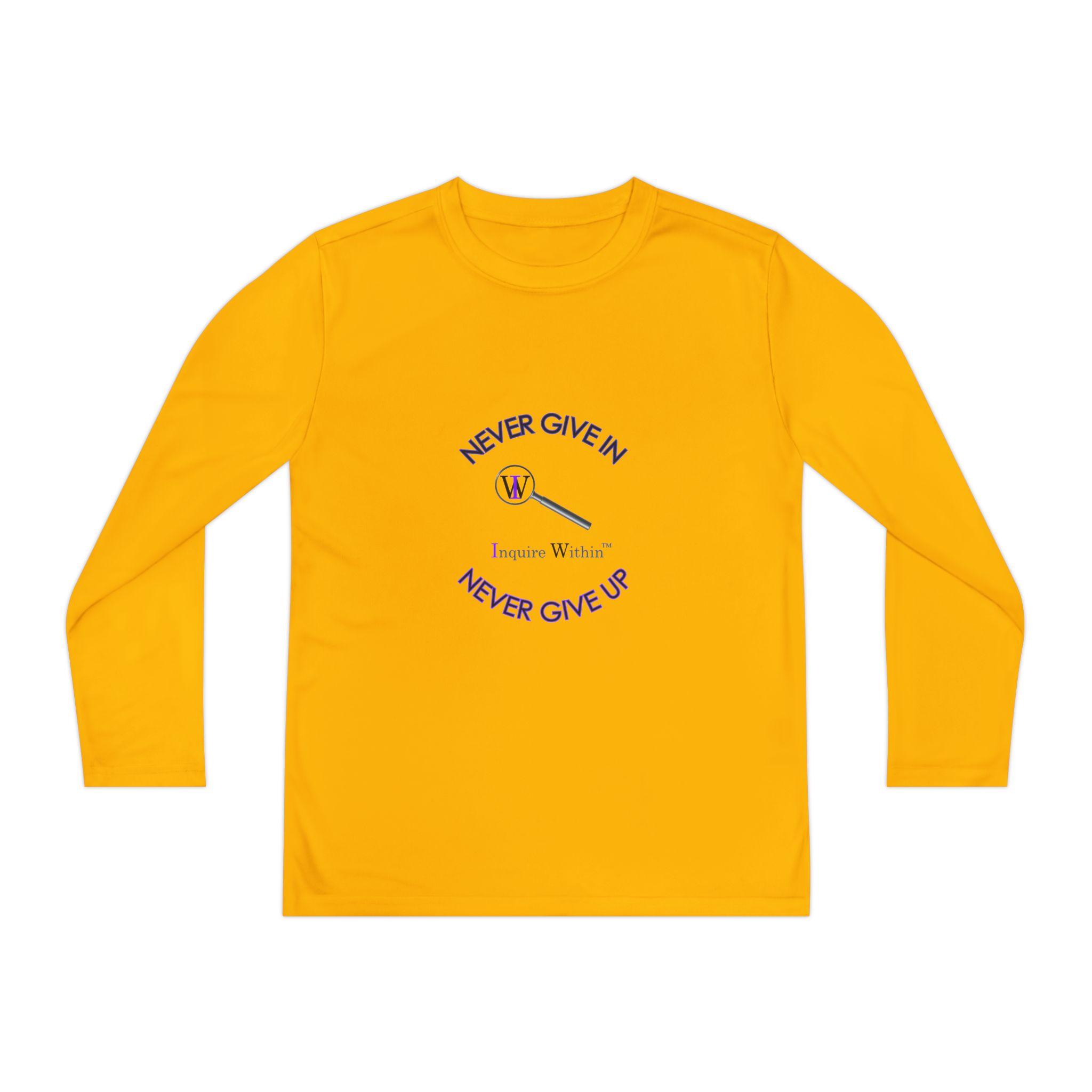 Youth Long Sleeve Tee — 'Never Give In. Never Give Up" - Image 29