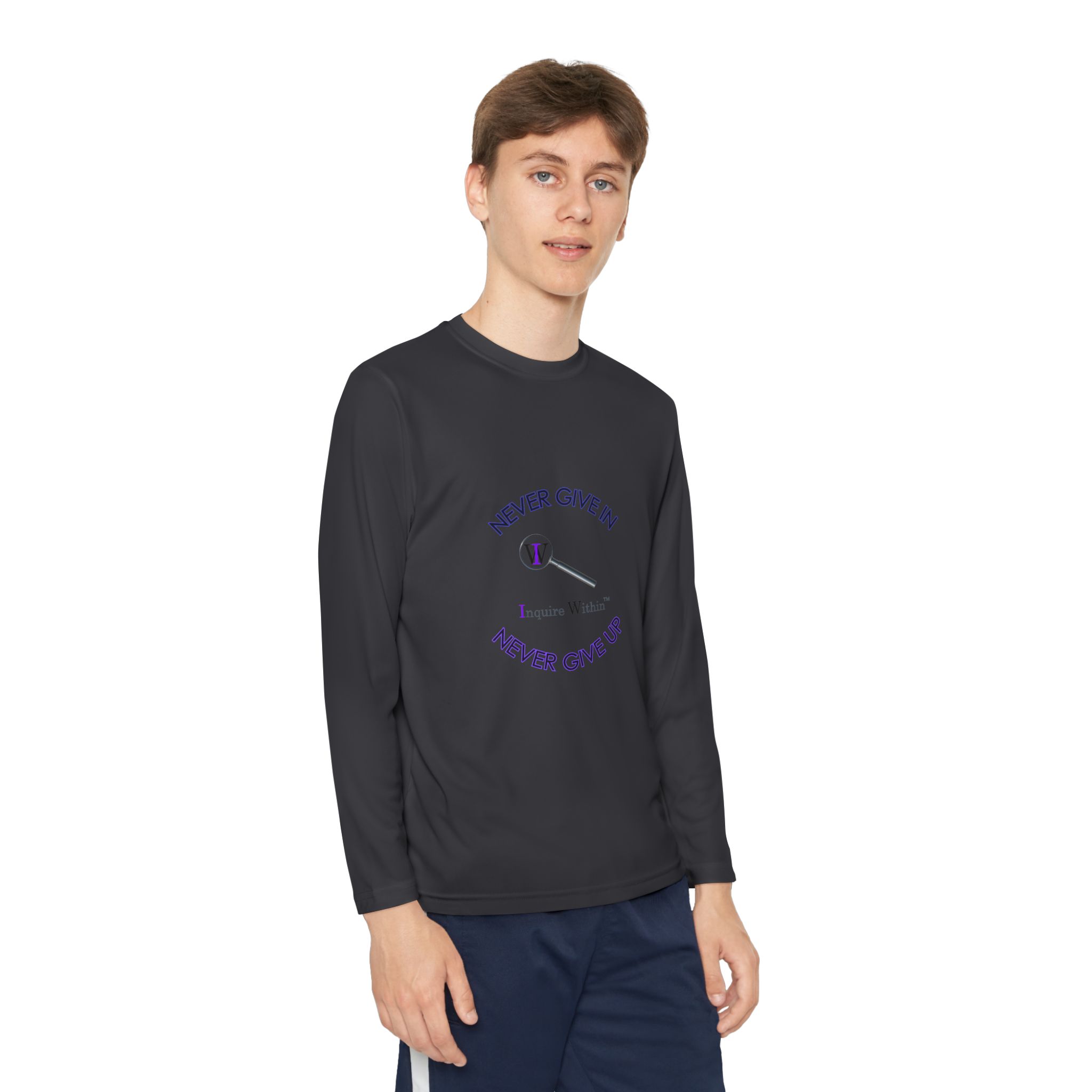 Youth Long Sleeve Tee — 'Never Give In. Never Give Up" - Image 27