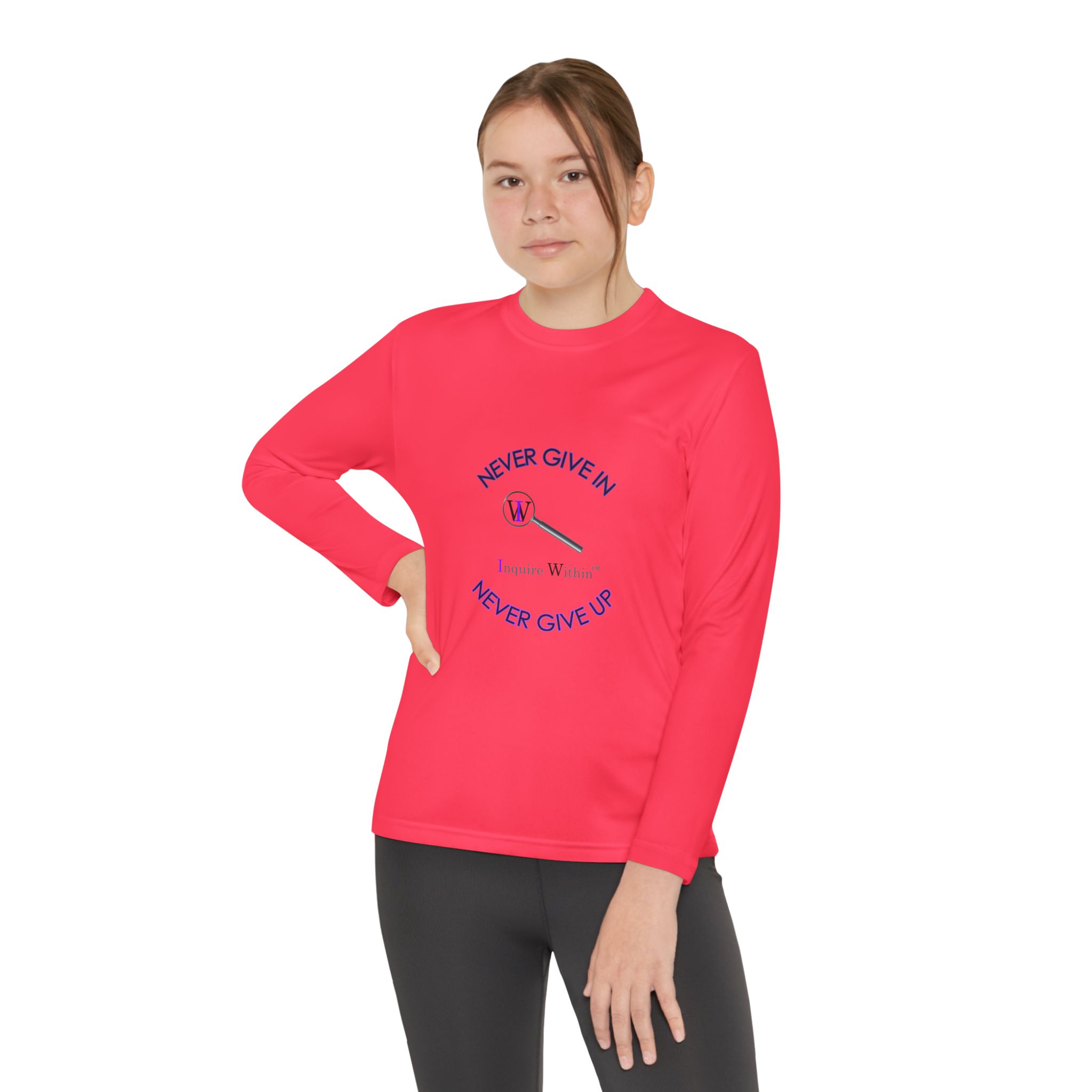 Youth Long Sleeve Tee — 'Never Give In. Never Give Up" - Image 20