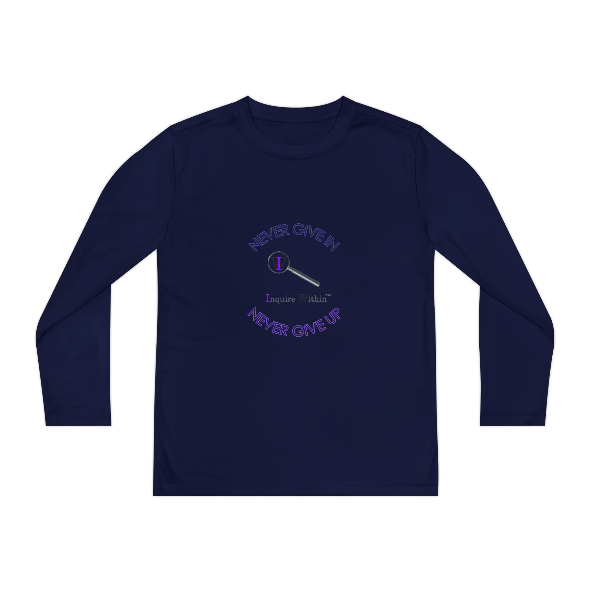 Youth Long Sleeve Tee — 'Never Give In. Never Give Up" - Image 45