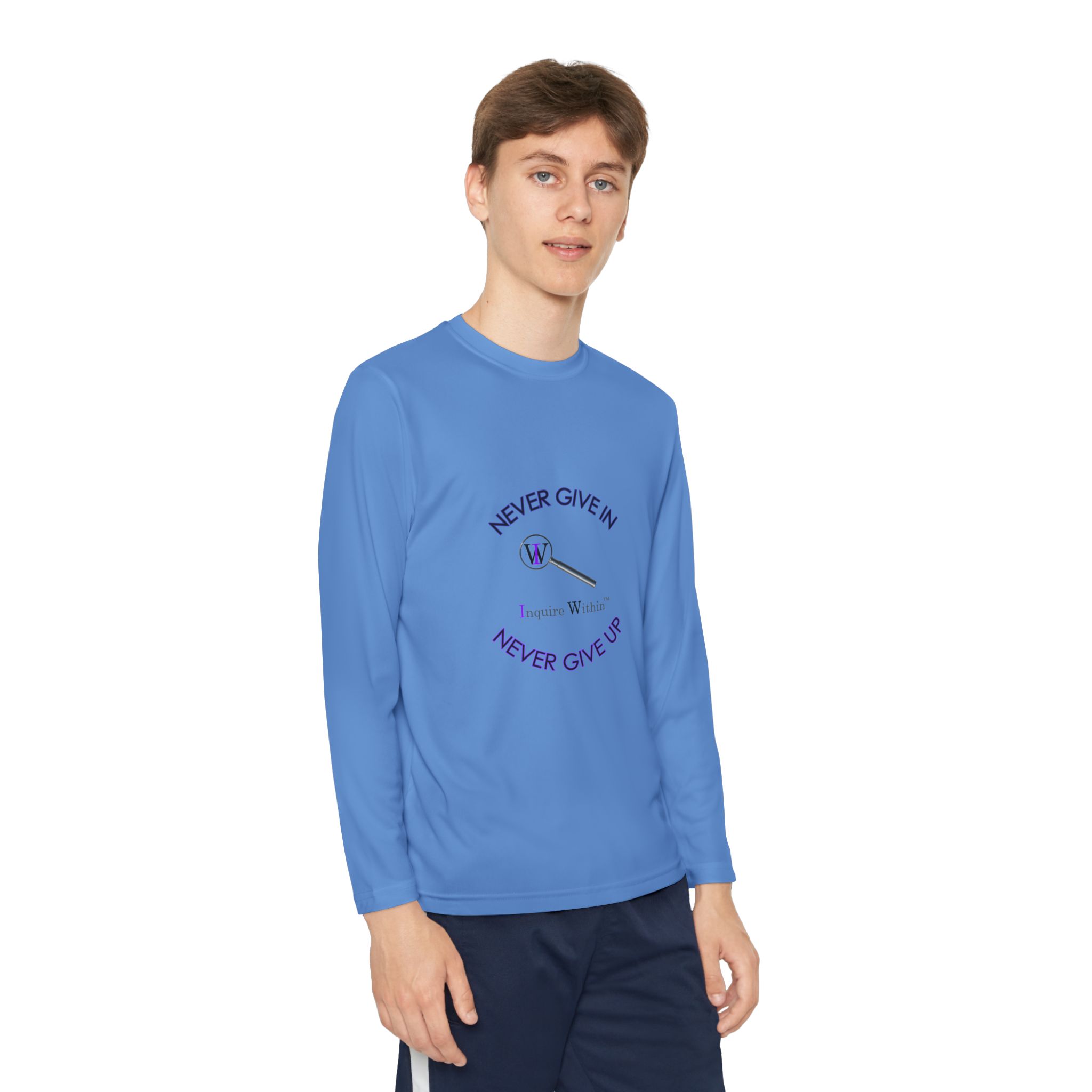 Youth Long Sleeve Tee — 'Never Give In. Never Give Up" - Image 15