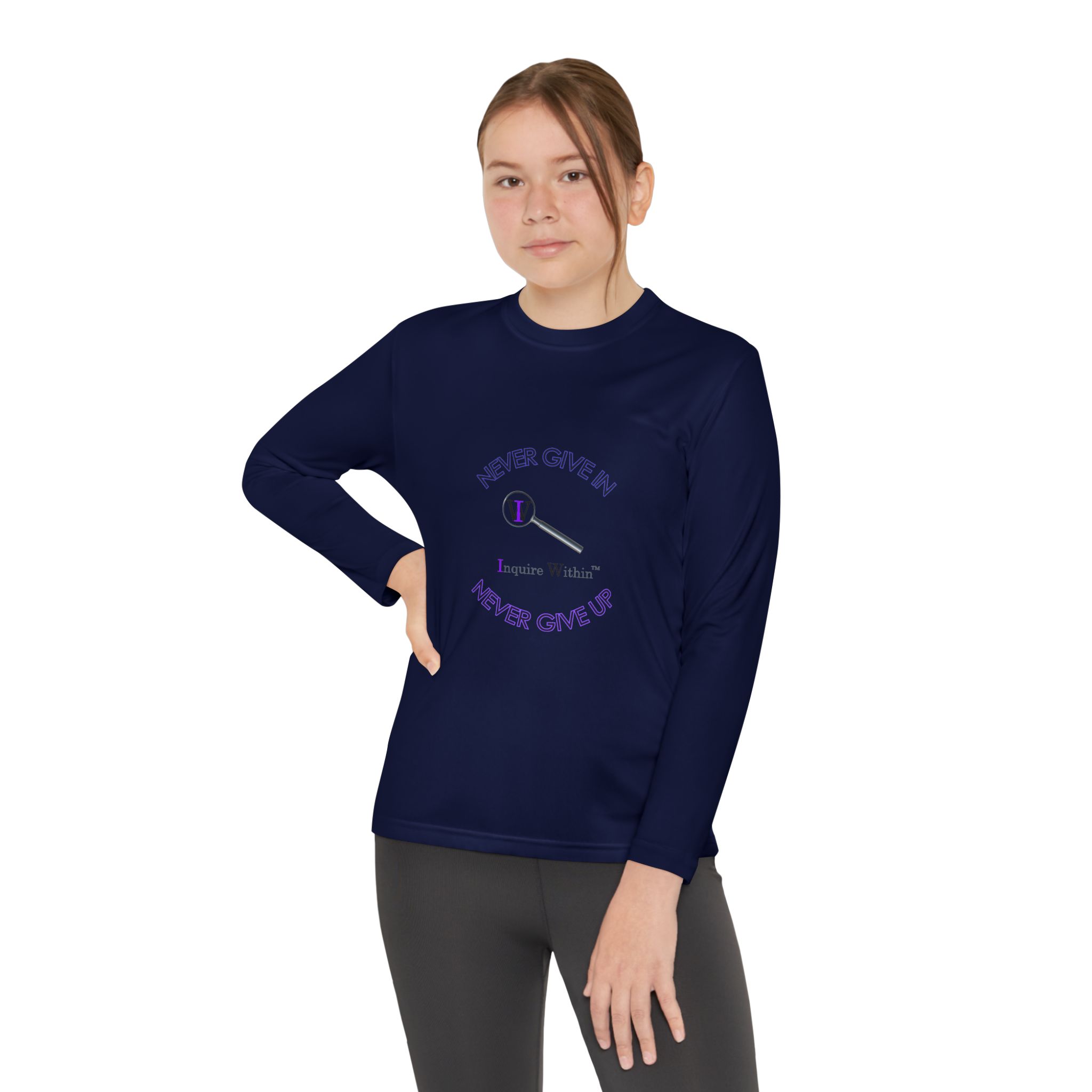 Youth Long Sleeve Tee — 'Never Give In. Never Give Up" - Image 48