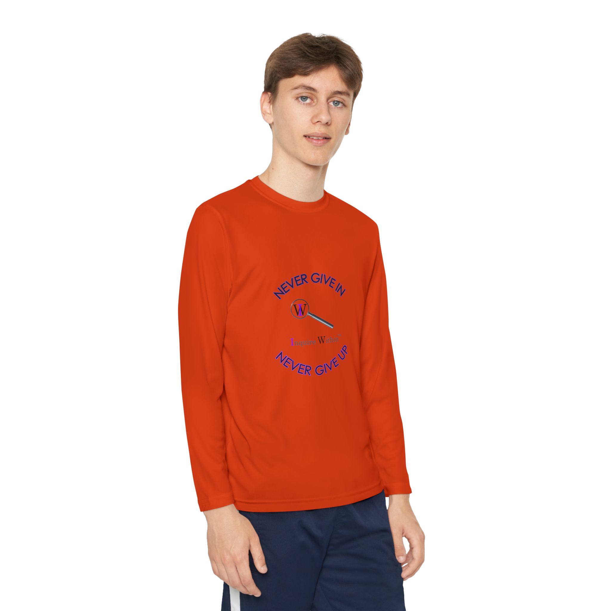 Youth Long Sleeve Tee — 'Never Give In. Never Give Up" - Image 35