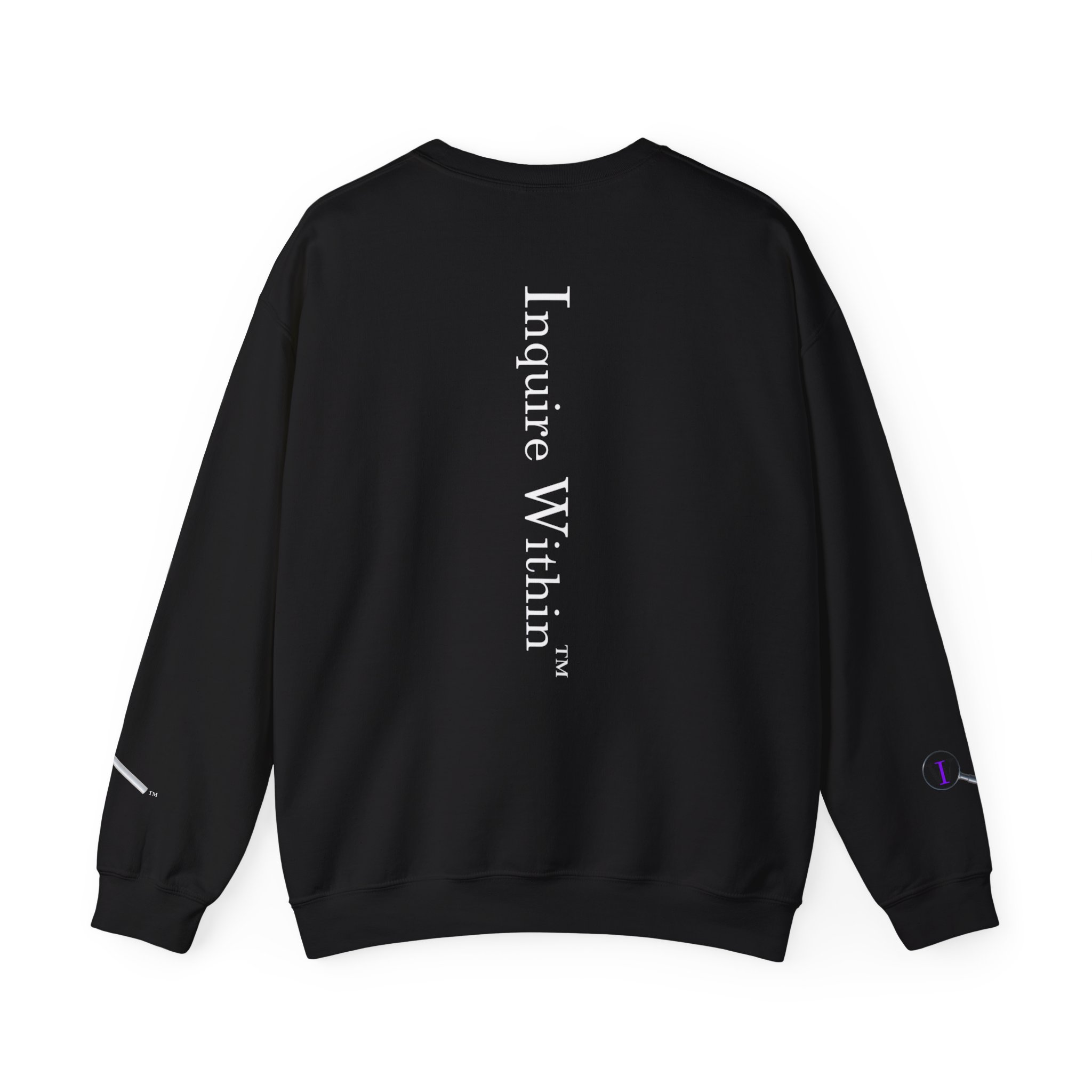 Unisex Crewneck Sweatshirt- Inquire Within Back and Spyglass on sleeves