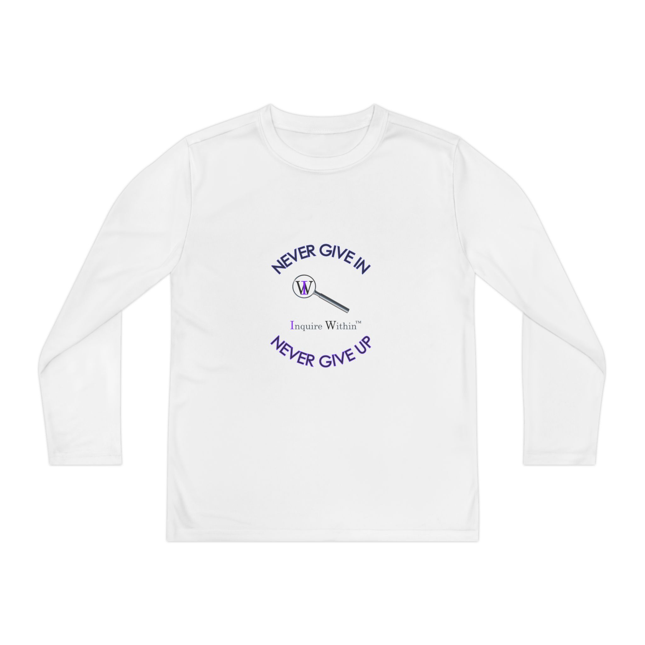 Youth Long Sleeve Tee — 'Never Give In. Never Give Up" - Image 6