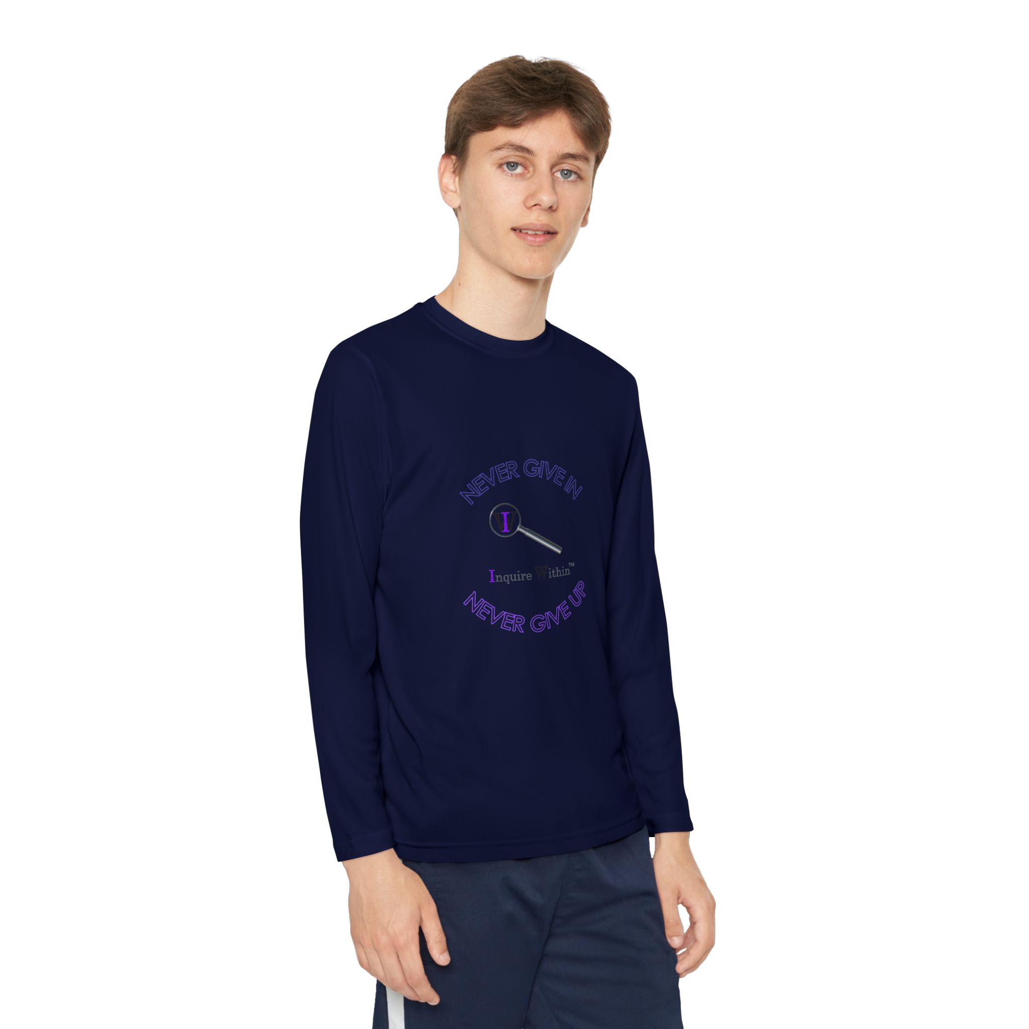 Youth Long Sleeve Tee — 'Never Give In. Never Give Up" - Image 47