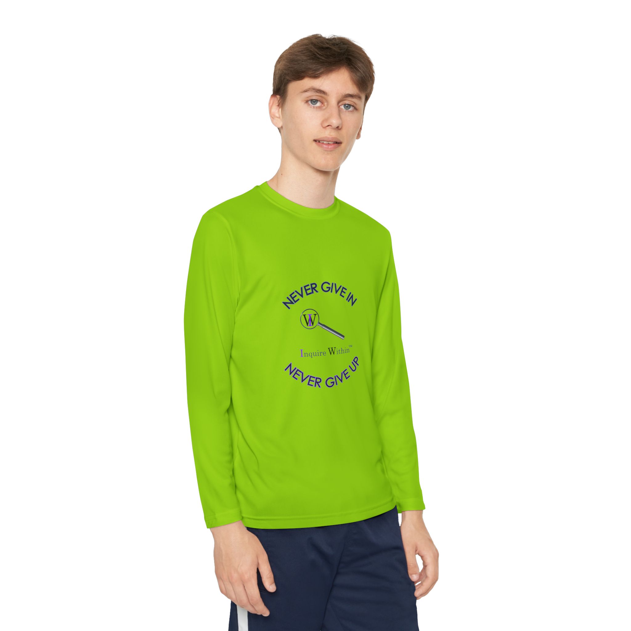 Youth Long Sleeve Tee — 'Never Give In. Never Give Up" - Image 39