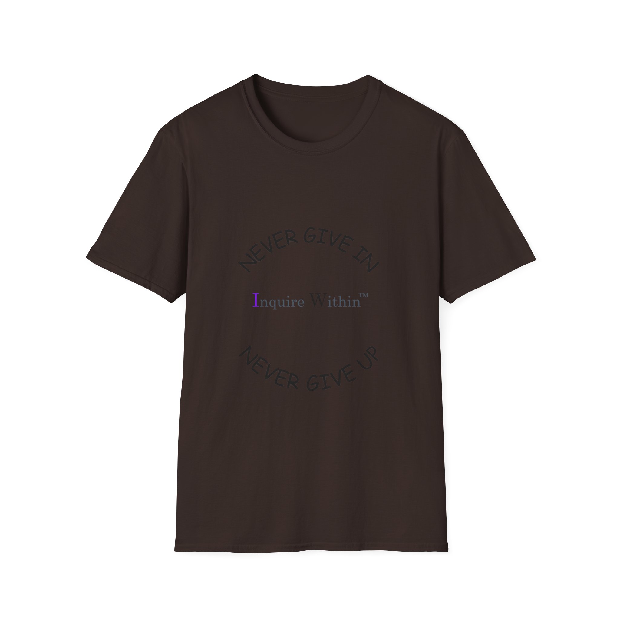 Woman's T-Shirt- 'Never Give In. Never Give Up' Front- Neutrals - Image 23