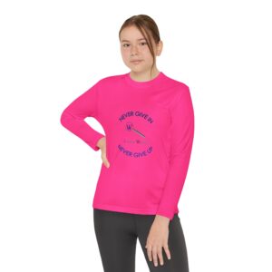 Youth Long Sleeve Tee — 'Never Give In. Never Give Up"