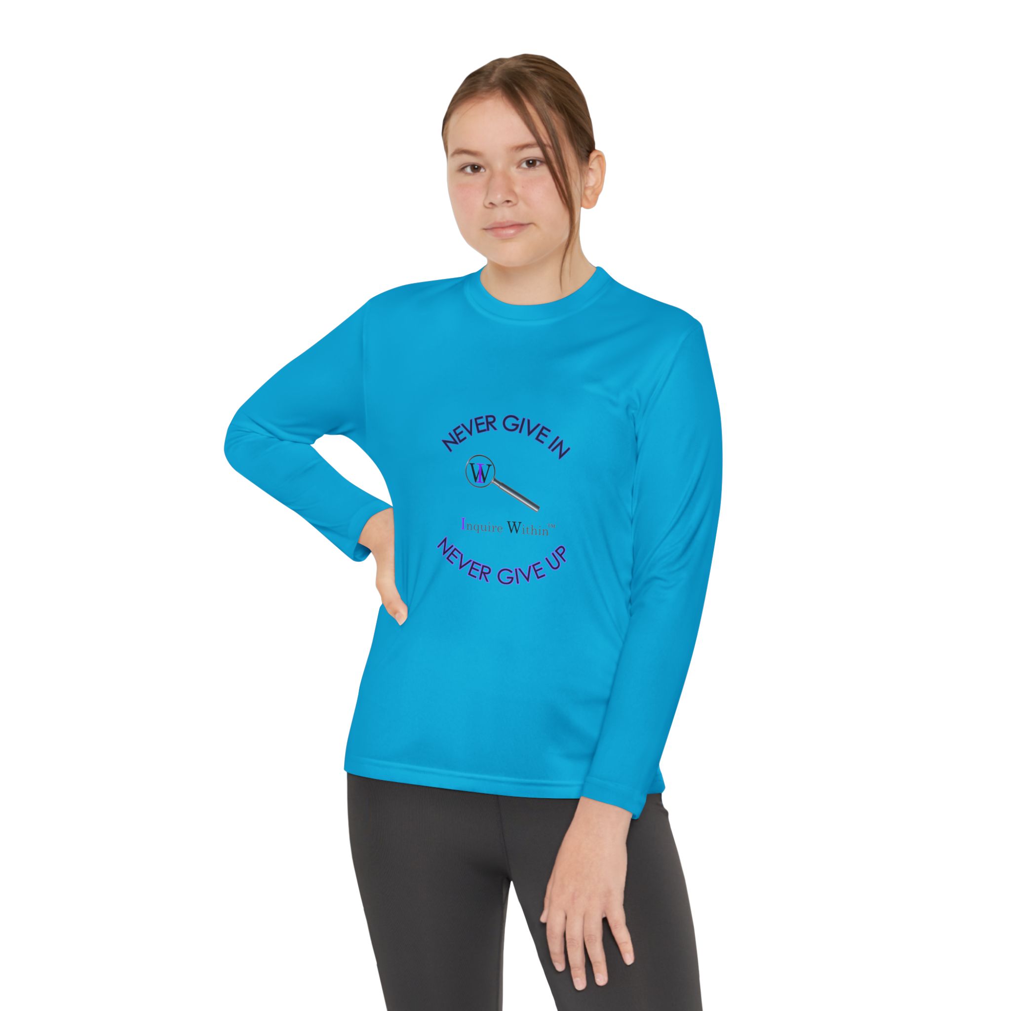 Youth Long Sleeve Tee — 'Never Give In. Never Give Up" - Image 12